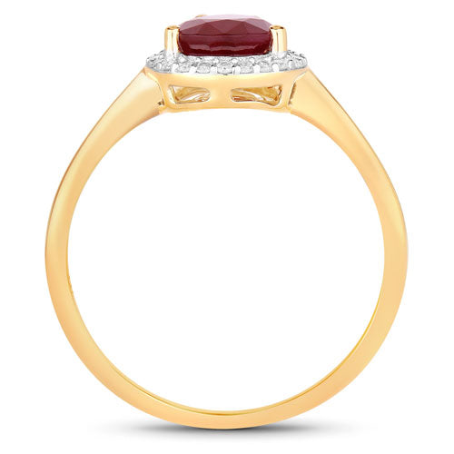 1.30 Carat Genuine Ruby and White Diamond 14K Yellow Gold Ring Bids.com