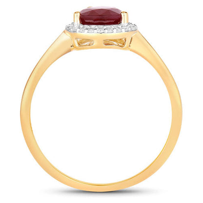 1.30 Carat Genuine Ruby and White Diamond 14K Yellow Gold Ring Bids.com