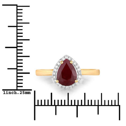 1.30 Carat Genuine Ruby and White Diamond 14K Yellow Gold Ring Bids.com