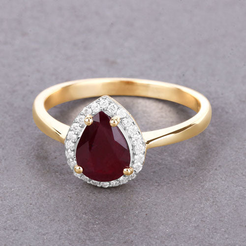 1.30 Carat Genuine Ruby and White Diamond 14K Yellow Gold Ring Bids.com