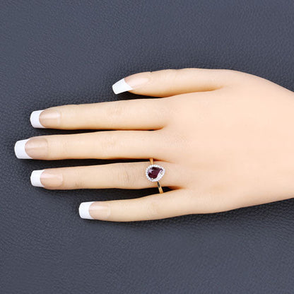 1.30 Carat Genuine Ruby and White Diamond 14K Yellow Gold Ring Bids.com