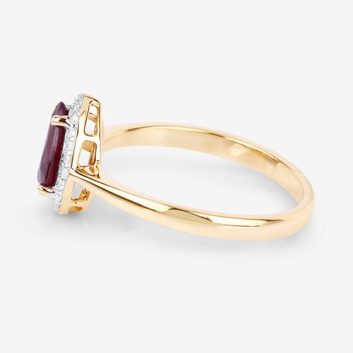 1.30 Carat Genuine Ruby and White Diamond 14K Yellow Gold Ring Bids.com