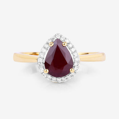 1.30 Carat Genuine Ruby and White Diamond 14K Yellow Gold Ring Bids.com