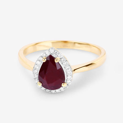 1.30 Carat Genuine Ruby and White Diamond 14K Yellow Gold Ring Bids.com