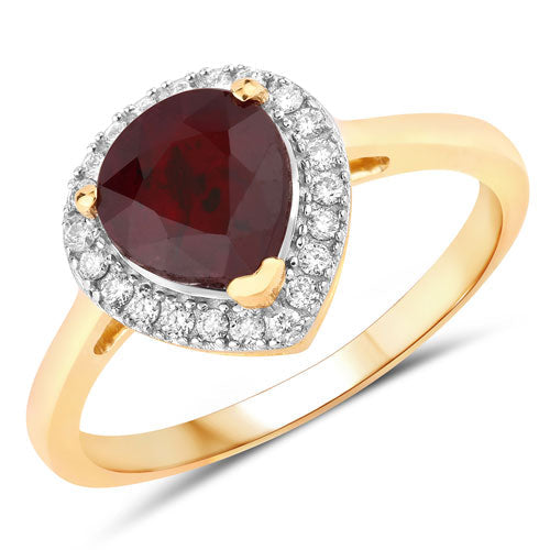 2.19 Carat Genuine Ruby and White Diamond 14K Yellow Gold Ring Bids.com