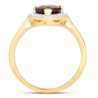 2.19 Carat Genuine Ruby and White Diamond 14K Yellow Gold Ring Bids.com