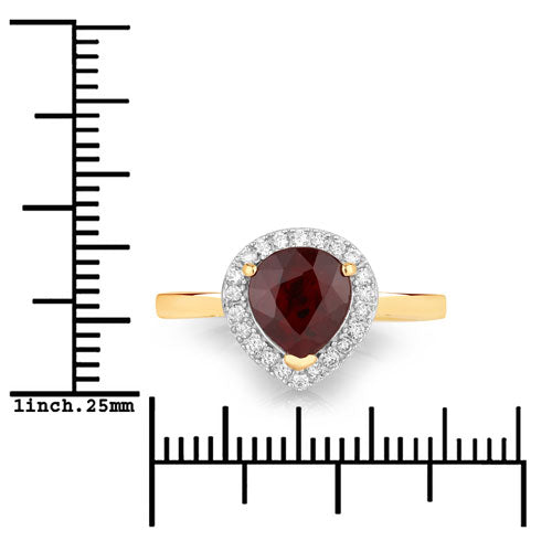 2.19 Carat Genuine Ruby and White Diamond 14K Yellow Gold Ring Bids.com