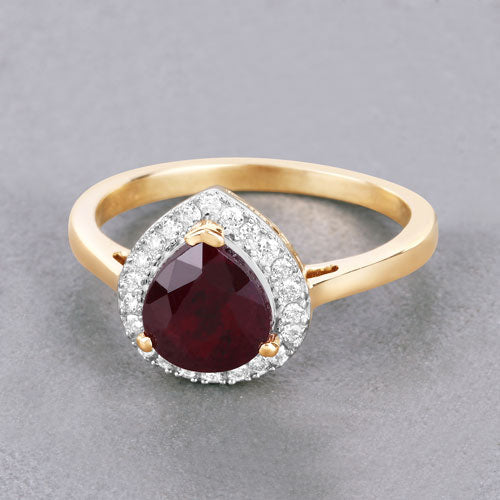 2.19 Carat Genuine Ruby and White Diamond 14K Yellow Gold Ring Bids.com