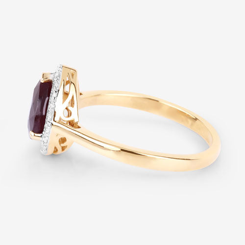2.19 Carat Genuine Ruby and White Diamond 14K Yellow Gold Ring Bids.com