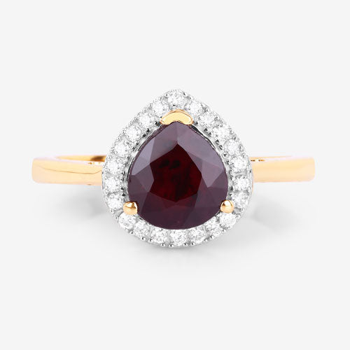 2.19 Carat Genuine Ruby and White Diamond 14K Yellow Gold Ring Bids.com