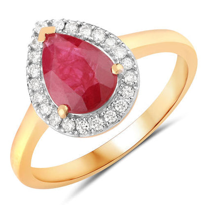 1.38 Carat Genuine Ruby and White Diamond 14K Yellow Gold Ring Bids.com