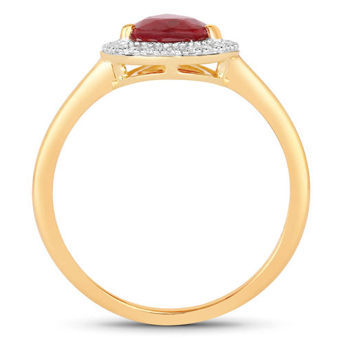 1.38 Carat Genuine Ruby and White Diamond 14K Yellow Gold Ring Bids.com