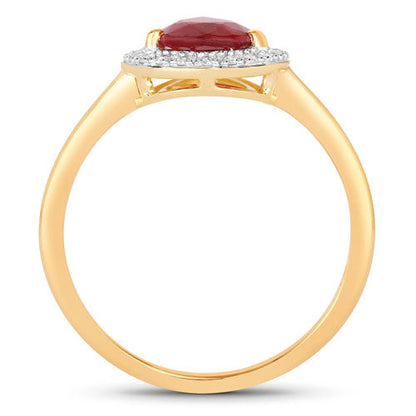 1.38 Carat Genuine Ruby and White Diamond 14K Yellow Gold Ring Bids.com
