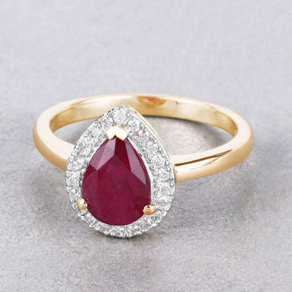 1.38 Carat Genuine Ruby and White Diamond 14K Yellow Gold Ring Bids.com