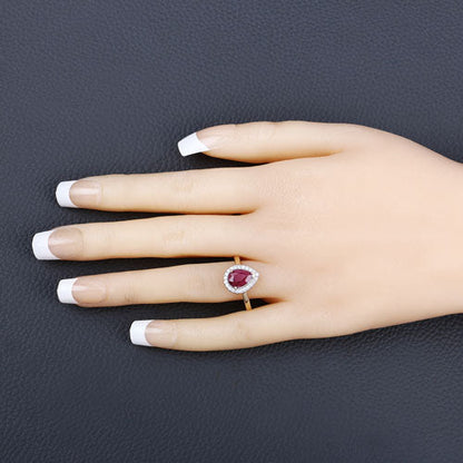 1.38 Carat Genuine Ruby and White Diamond 14K Yellow Gold Ring Bids.com