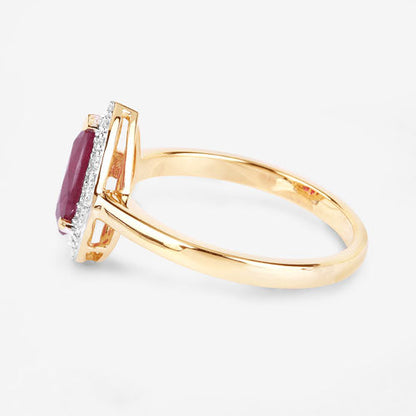 1.38 Carat Genuine Ruby and White Diamond 14K Yellow Gold Ring Bids.com
