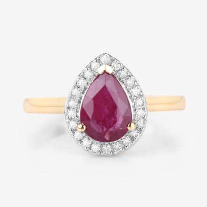 1.38 Carat Genuine Ruby and White Diamond 14K Yellow Gold Ring Bids.com