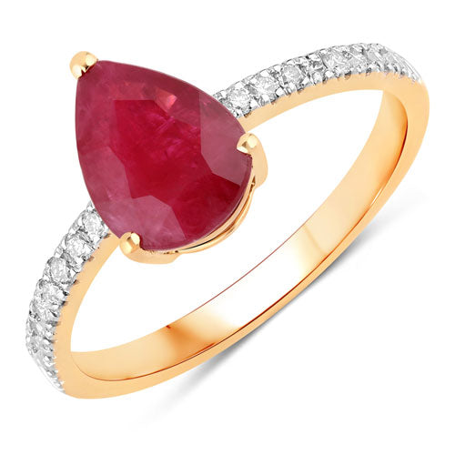 1.68 Carat Genuine Ruby and White Diamond 14K Yellow Gold Ring Bids.com