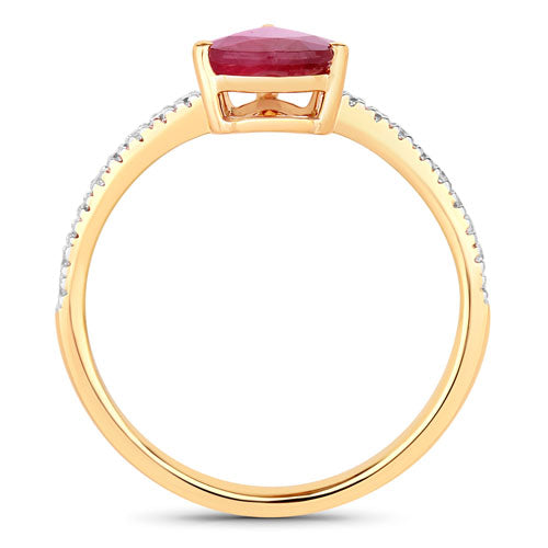1.68 Carat Genuine Ruby and White Diamond 14K Yellow Gold Ring Bids.com