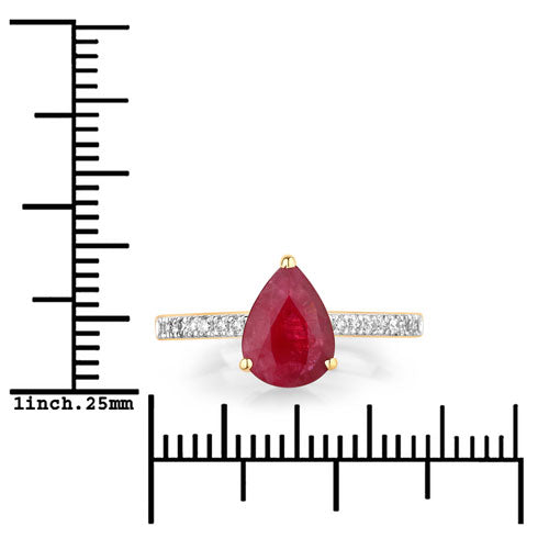 1.68 Carat Genuine Ruby and White Diamond 14K Yellow Gold Ring Bids.com