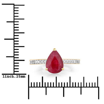1.68 Carat Genuine Ruby and White Diamond 14K Yellow Gold Ring Bids.com