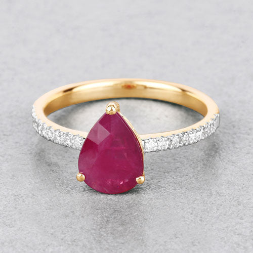 1.68 Carat Genuine Ruby and White Diamond 14K Yellow Gold Ring Bids.com
