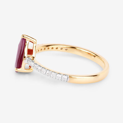 1.68 Carat Genuine Ruby and White Diamond 14K Yellow Gold Ring Bids.com
