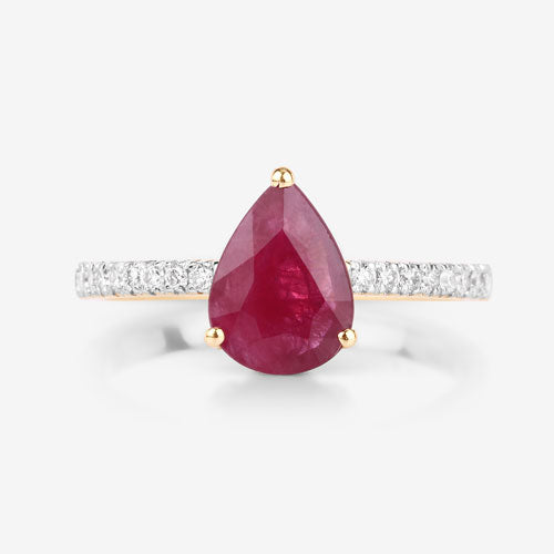 1.68 Carat Genuine Ruby and White Diamond 14K Yellow Gold Ring Bids.com