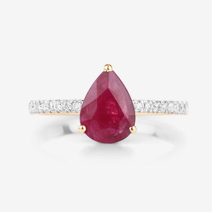 1.68 Carat Genuine Ruby and White Diamond 14K Yellow Gold Ring Bids.com