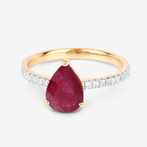 1.68 Carat Genuine Ruby and White Diamond 14K Yellow Gold Ring Bids.com