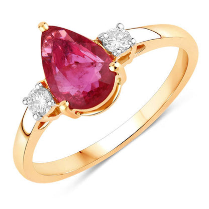 1.08 Carat Genuine Ruby and White Diamond 14K Yellow Gold Ring Bids.com
