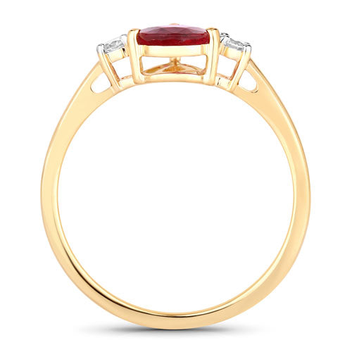 1.08 Carat Genuine Ruby and White Diamond 14K Yellow Gold Ring Bids.com