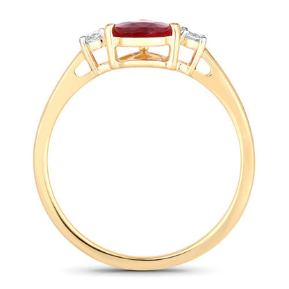 1.08 Carat Genuine Ruby and White Diamond 14K Yellow Gold Ring Bids.com
