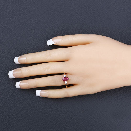 1.08 Carat Genuine Ruby and White Diamond 14K Yellow Gold Ring Bids.com