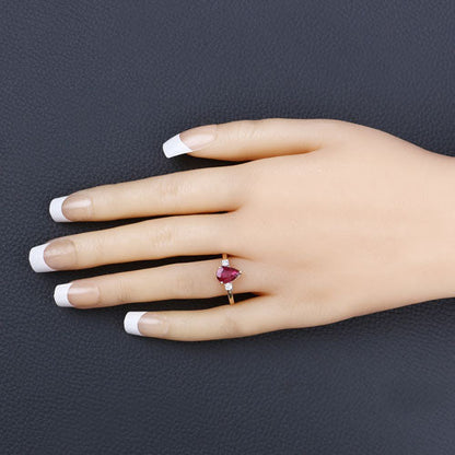 1.08 Carat Genuine Ruby and White Diamond 14K Yellow Gold Ring Bids.com