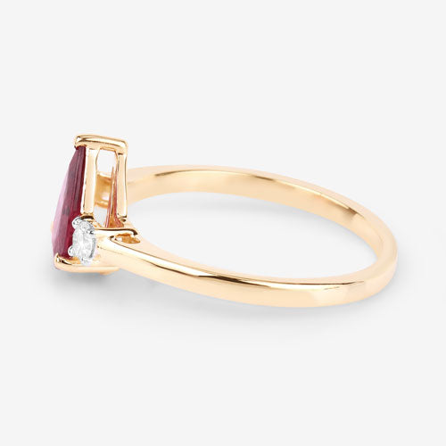 1.08 Carat Genuine Ruby and White Diamond 14K Yellow Gold Ring Bids.com