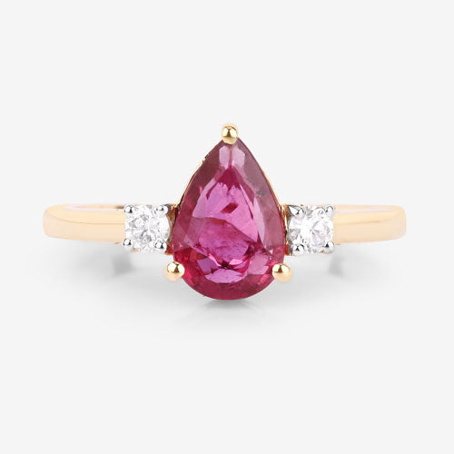 1.08 Carat Genuine Ruby and White Diamond 14K Yellow Gold Ring Bids.com