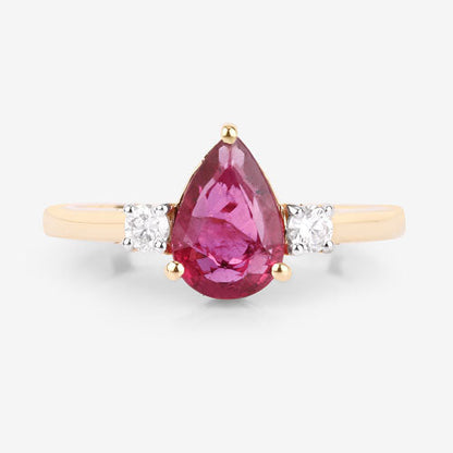 1.08 Carat Genuine Ruby and White Diamond 14K Yellow Gold Ring Bids.com
