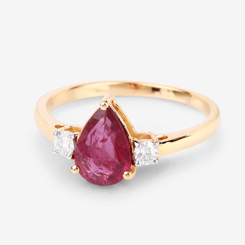 1.08 Carat Genuine Ruby and White Diamond 14K Yellow Gold Ring Bids.com