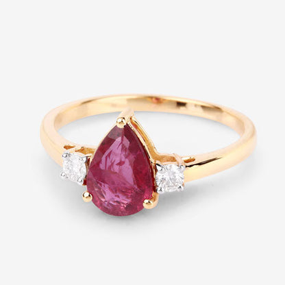 1.08 Carat Genuine Ruby and White Diamond 14K Yellow Gold Ring Bids.com