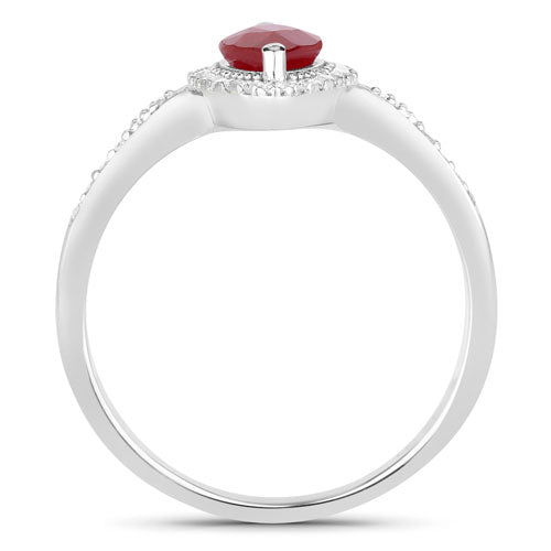 0.96 Carat Genuine Ruby and White Diamond 14K White Gold Ring Bids.com