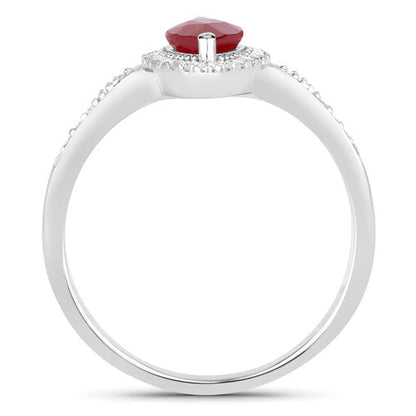 0.96 Carat Genuine Ruby and White Diamond 14K White Gold Ring Bids.com