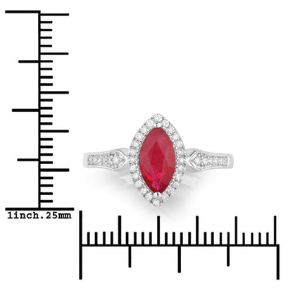0.96 Carat Genuine Ruby and White Diamond 14K White Gold Ring Bids.com