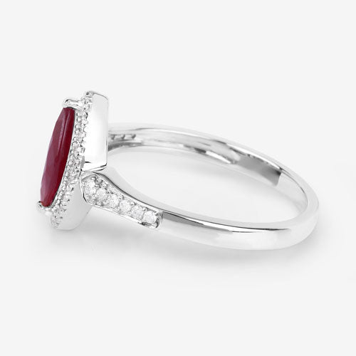 0.96 Carat Genuine Ruby and White Diamond 14K White Gold Ring Bids.com