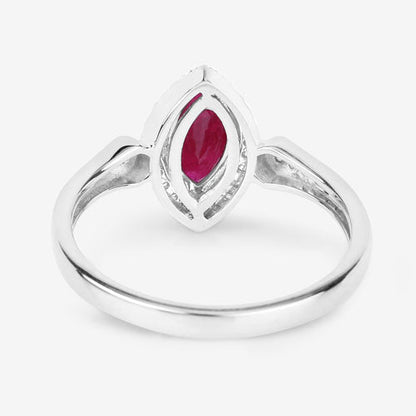 0.96 Carat Genuine Ruby and White Diamond 14K White Gold Ring Bids.com