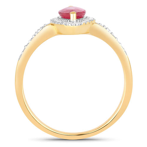0.96 Carat Genuine Ruby and White Diamond 14K Yellow Gold Ring Bids.com