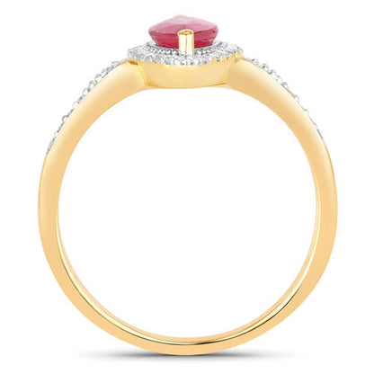 0.96 Carat Genuine Ruby and White Diamond 14K Yellow Gold Ring Bids.com