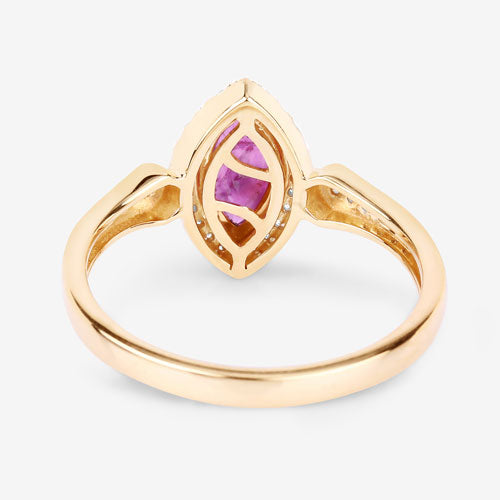 0.96 Carat Genuine Ruby and White Diamond 14K Yellow Gold Ring Bids.com