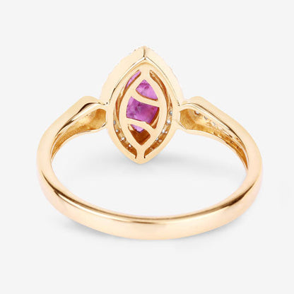 0.96 Carat Genuine Ruby and White Diamond 14K Yellow Gold Ring Bids.com