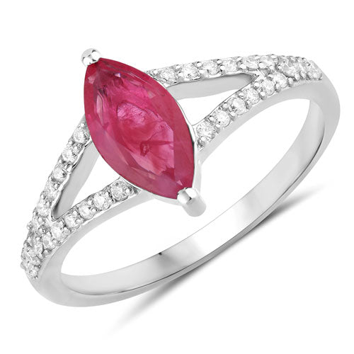 1.58 Carat Genuine Ruby and White Diamond 14K White Gold Ring Bids.com